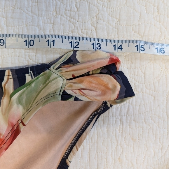 Kona Sol Navy Floral Wrap Front Bikini with Slit Side Bottoms - Picture 8 of 11